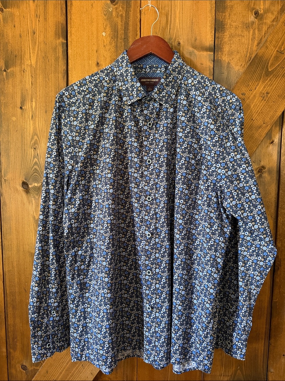 Johnston & Murphy Navy Floral Button-Down Shirt